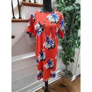 Alice & You Women Red Polyester Short Sleeve Scoop Neck Knee Length Dress 20